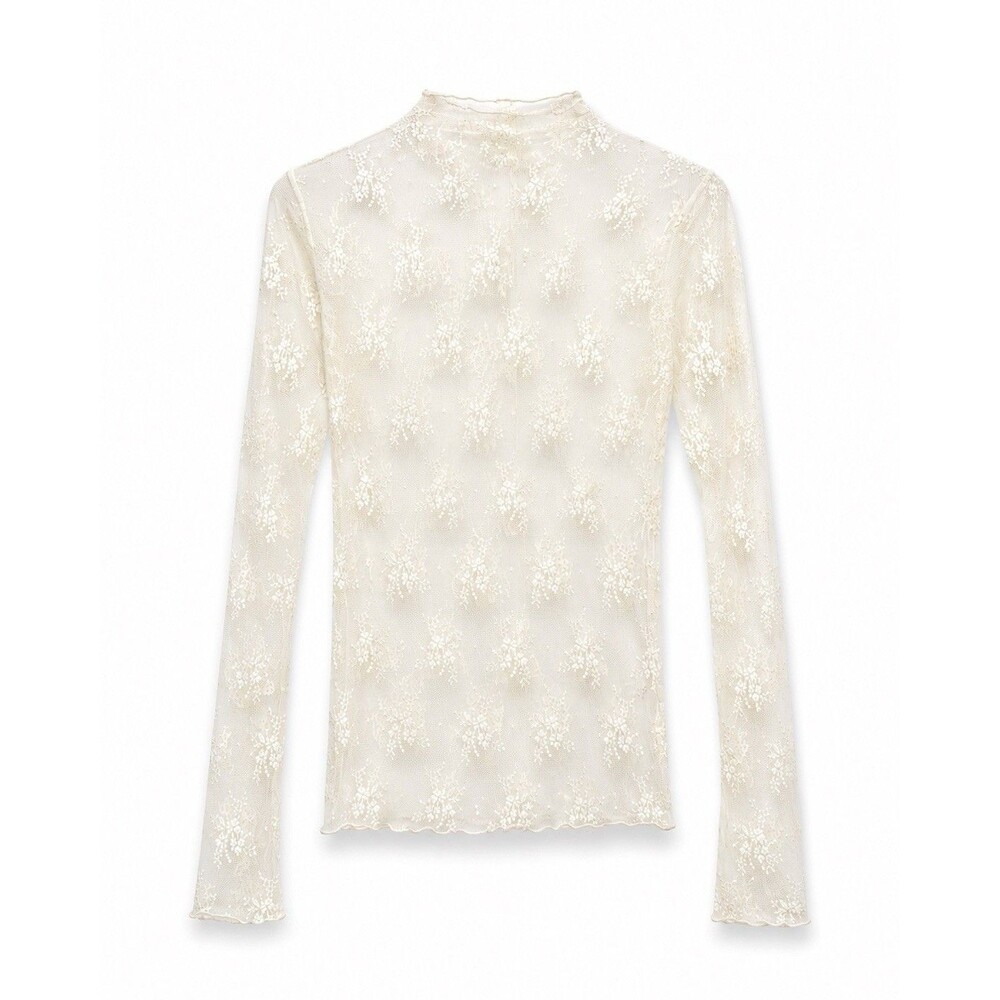 Free People Intimately Ivory Floral Lace Mesh Long Sleeve Top М